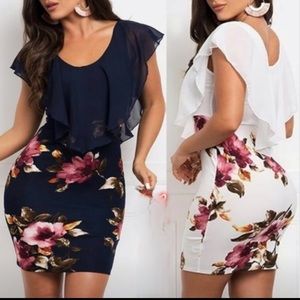 Summer floral print bodycon dress NWT